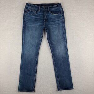 Outpost Makers Jeans Mens 32x30 Blue Slim Straight Dark Wash Denim